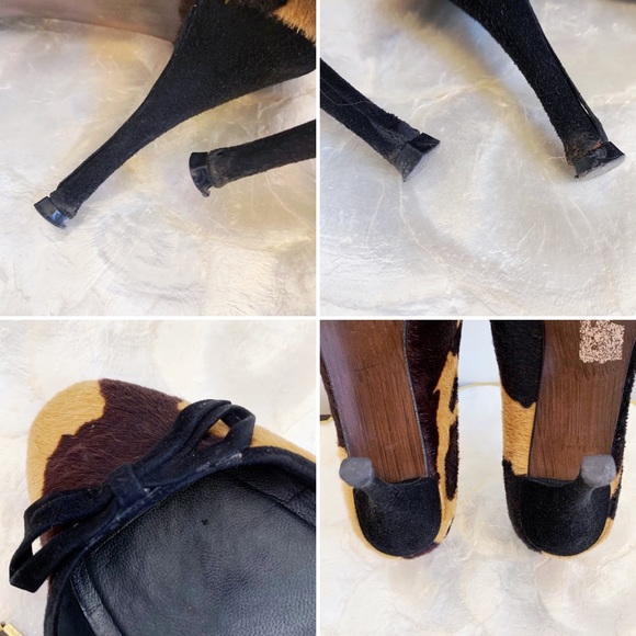 Stuart Weitzman Calf Hair Tan Animal Print Heels - Picture 9 of 13